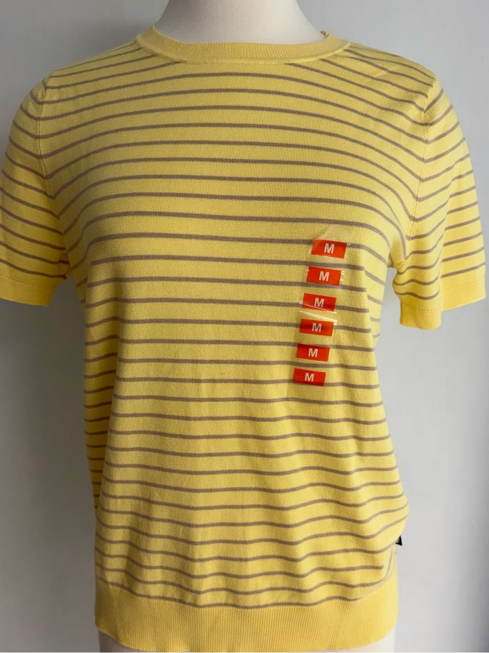 NAUTICA Yellow and Gray Striped Short-Sleeve Knit Tee NWT